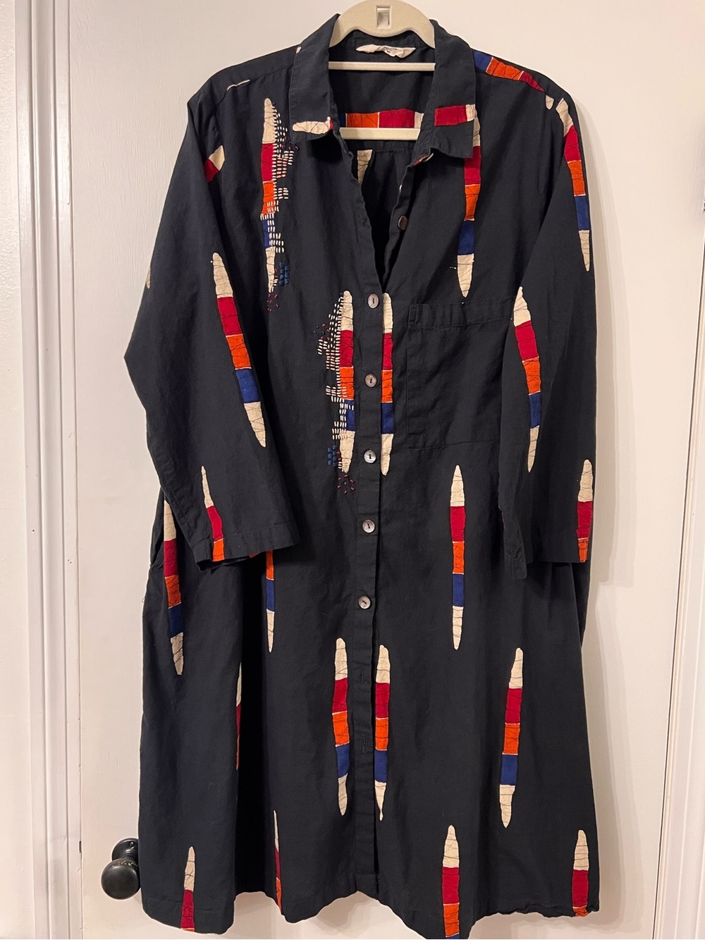 MARKETPLACE HANDWORK OF INDIA BUTTON DOWN TUNIC 100% COTTON DRESS ✨